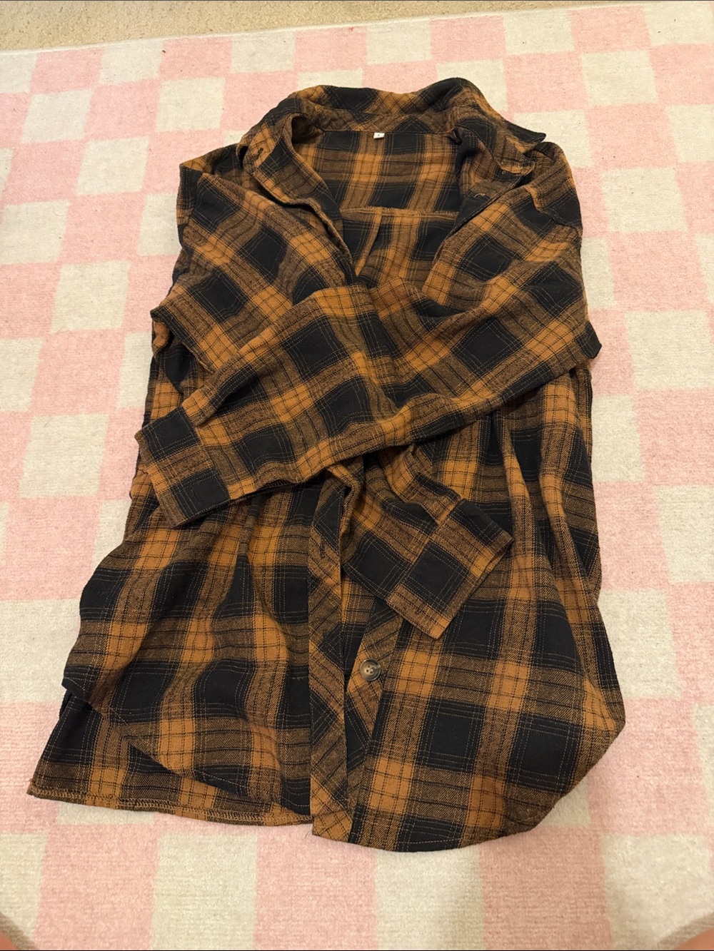 Black and brown Plaid Button-Up Shirt